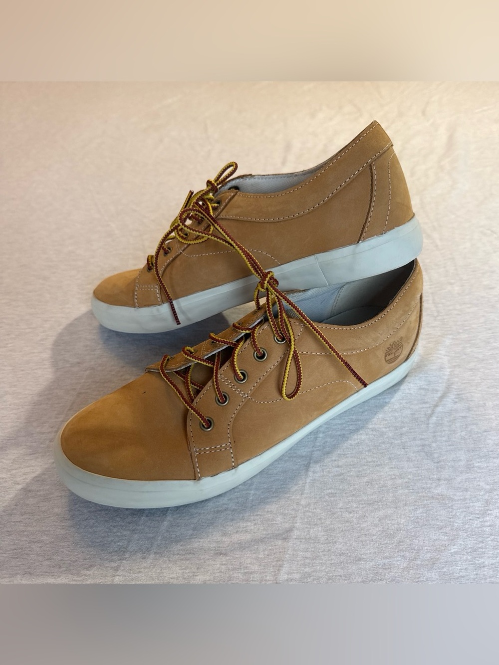 Timberland Tan Leather Low-Top Sneakers with White Sole